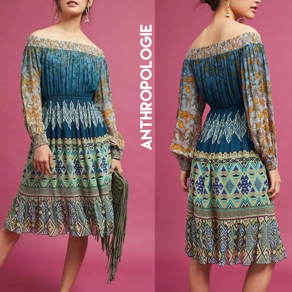 NWOT ANTHRO Kareena off-the-shoulder dress